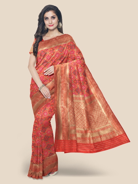 

Kalamandir Red Ethnic Motifs Zari Silk Blend Banarasi Saree