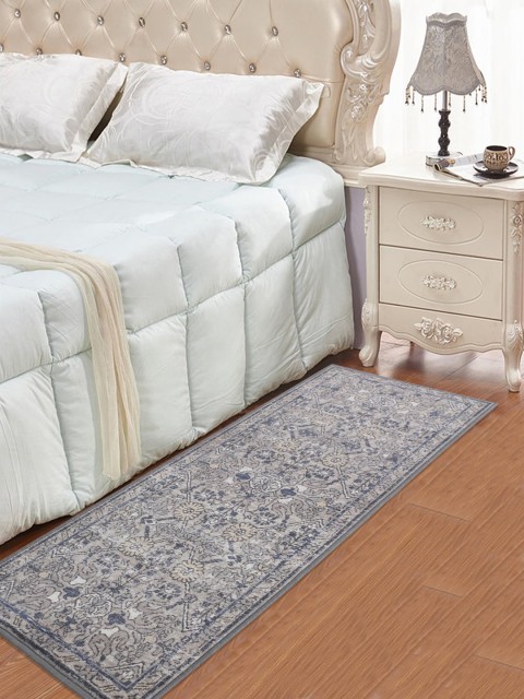 

RUGSMITH Blue & White Ethnic Motifs Printed Anti-Skid Floor Runner