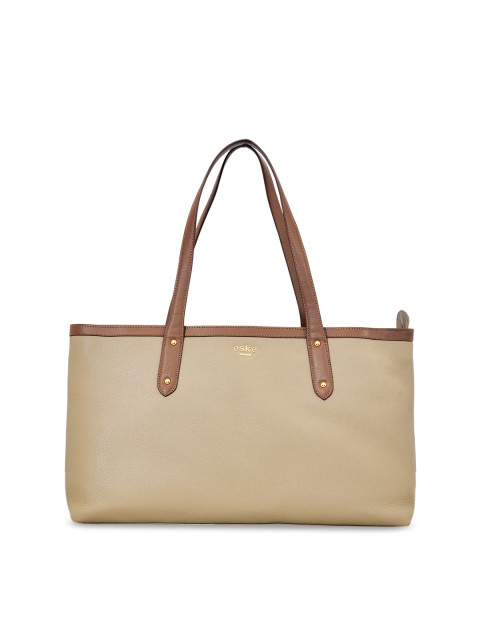 

Eske Beige Leather Oversized Structured Shoulder Bag