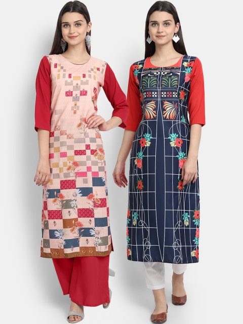 

Ethnic basket Women Multi Geometric Printed Patchwork Crepe Kurta