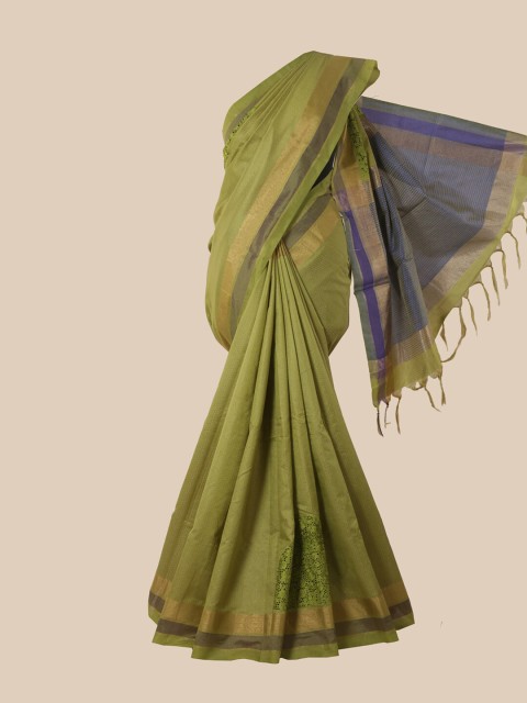 

Pothys Green Jute Silk Saree