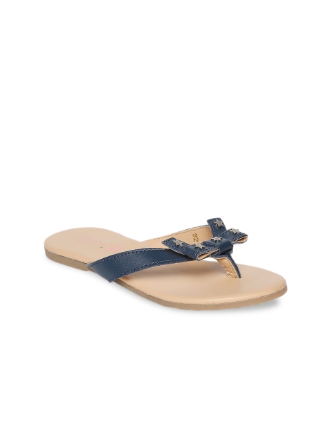 

Aria Nica Girls Navy Blue Embellished Open Toe Flats with Bows