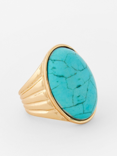 

Accessorize Women Gold-Toned & Turquoise Blue Statement Finger Ring