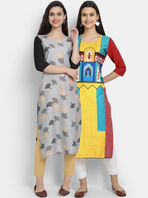 

Ethnic basket Pack of 2 Women Printed Crepe Kurta, Multi