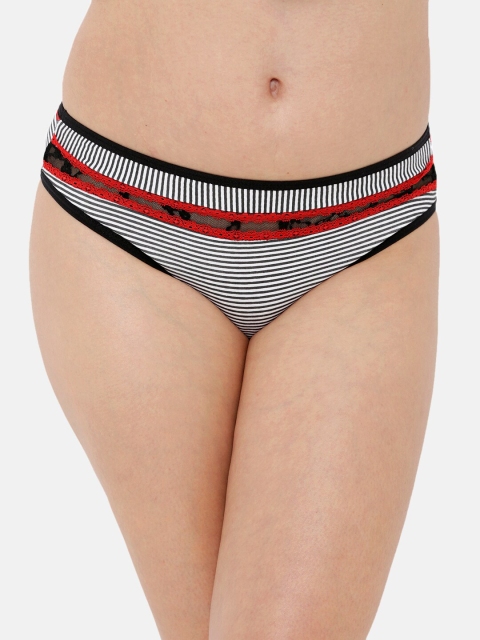 

Heart 2 Heart Women White Striped Bikini Briefs