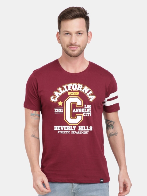 

MASH UNLIMITED Men Maroon Printed Slim Fit T-shirt