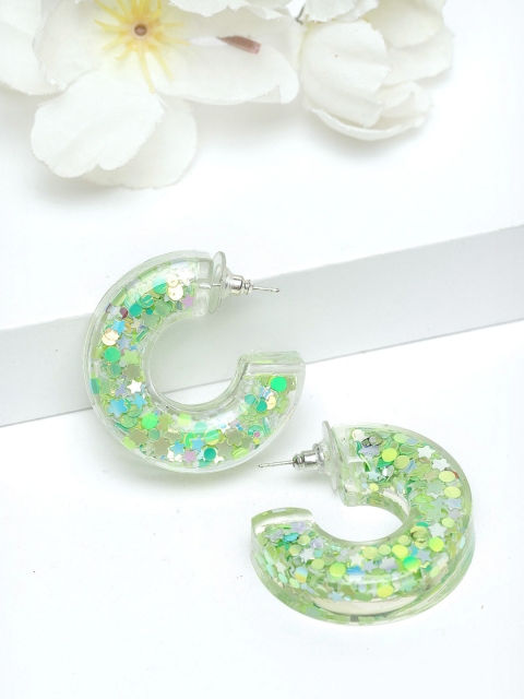 

AVANT-GARDE PARIS Green Contemporary Half Hoop Earrings