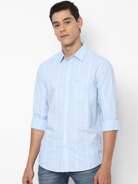 

AMERICAN EAGLE OUTFITTERS Men Blue Multi Stripes Striped Cotton Casual Shirt