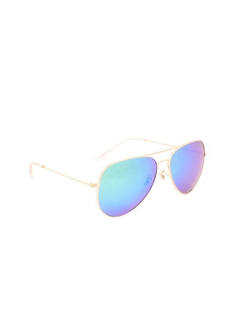 

MARC LOUIS Women Mirrored Lens Aviator Sunglass with Polarised & UV Protected Lens P3026, Green