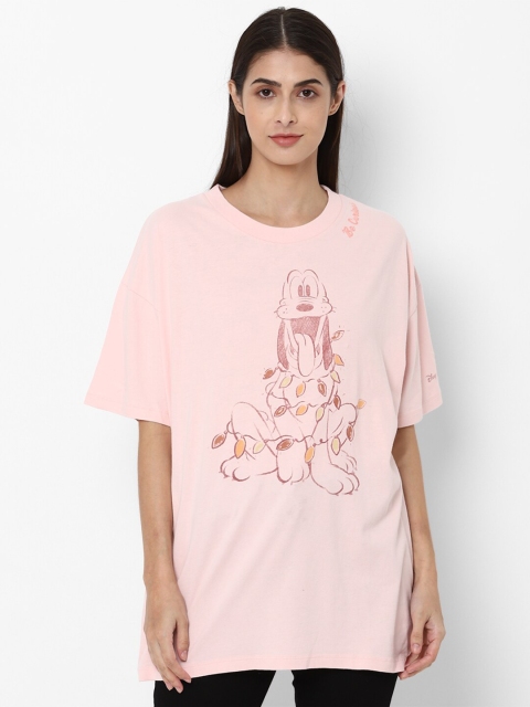 

AMERICAN EAGLE OUTFITTERS Women Pink Printed Cotton T-shirt