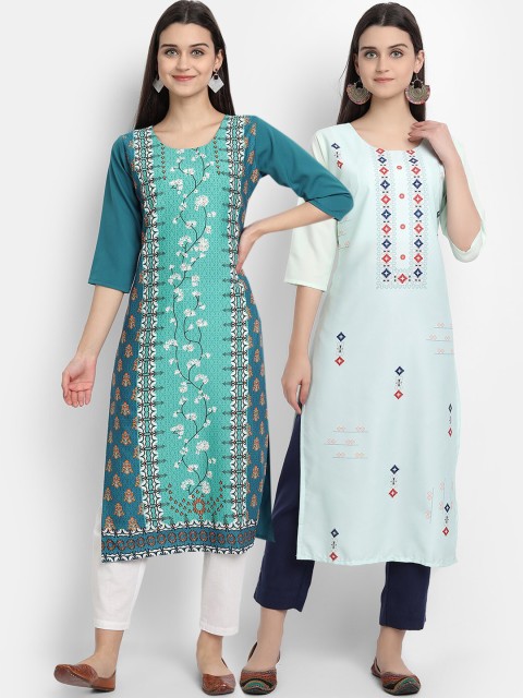 

Ethnic basket Pack of 2 Women Printed Crepe Kurta, Multi
