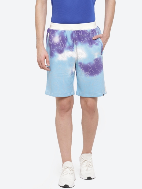 

ASICS Men Blue & White FT TIE DYE AOP Mid-Rise Sports Walking Shorts