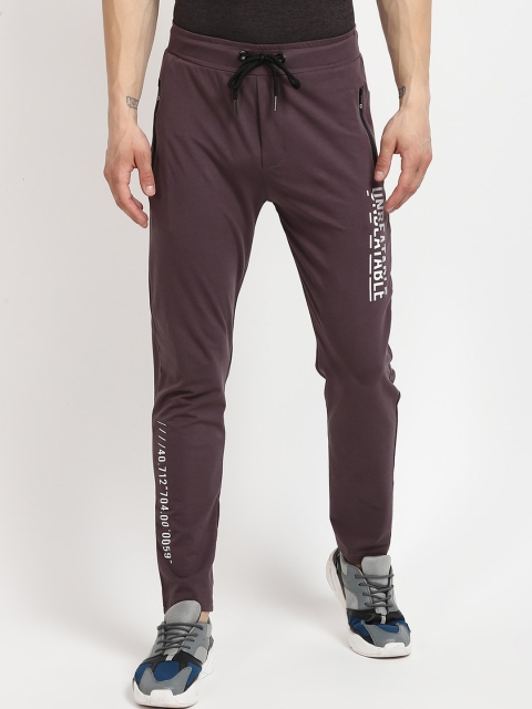 

V2 Value & Variety Men Burgundy Printed Straight-Fit Cotton Track Pants