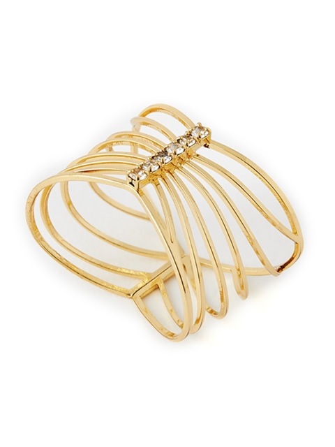 

Accessorize Women Gold-Plated White Crystal-Studded Wire Finger Ring