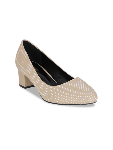 

Flat n Heels Beige PU Block Pumps