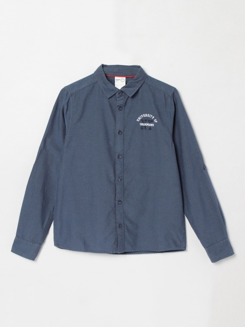 

max Boys Blue Roll Up Sleeves Regular Fit Cotton Casual Shirt