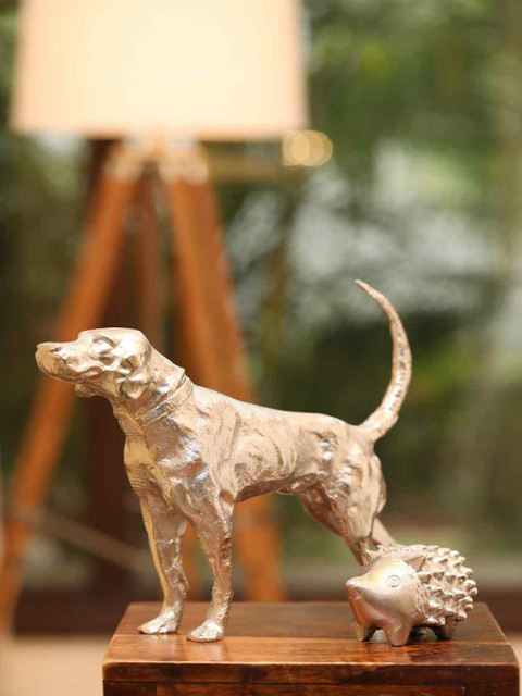 

Amoliconcepts Silver-Toned Dog Figurine Table Decor Showpiece