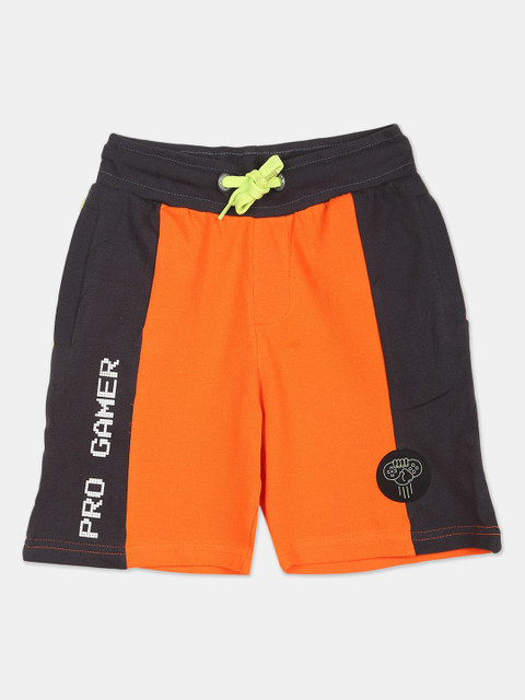 

Cherokee Boys Orange Colourblocked Mid-Rise Sports Shorts