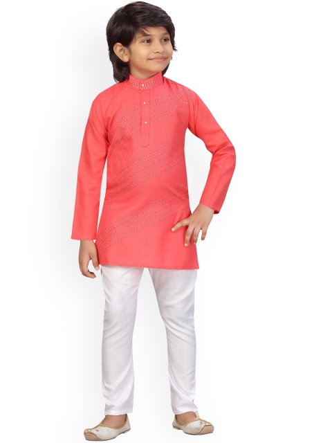 

LITTLE MAFIA BY Aarika Boys Red Pure Cotton Kurta with Pyjamas
