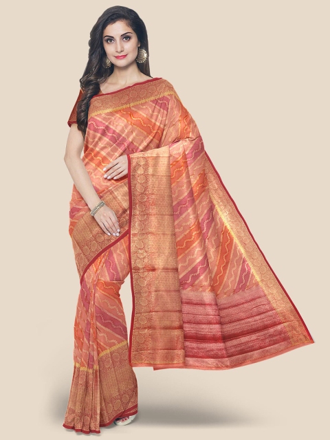 

Kalamandir Orange & Red Silk Blend Banarasi Saree