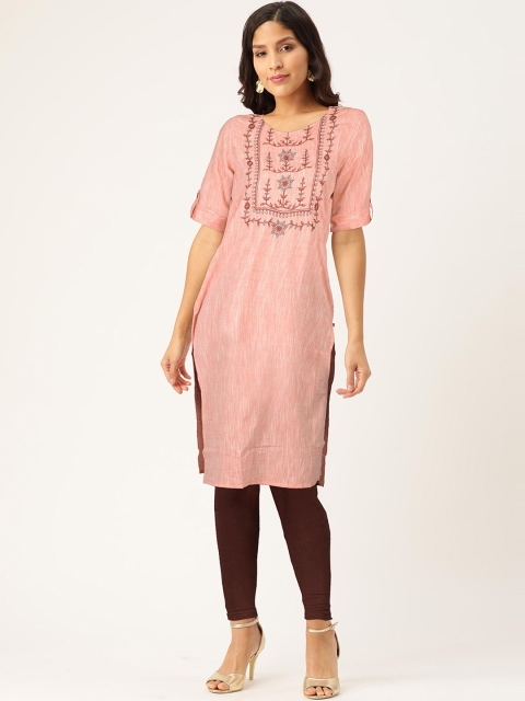 

FLAVIDO Women Coral Ethnic Motifs Yoke Design Kurta