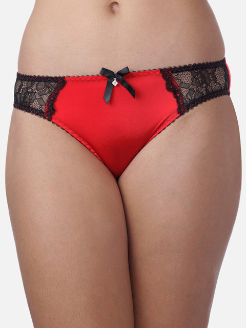 

Heart 2 Heart Women Red & Black Self-Design Bikini Briefs H2H 87N