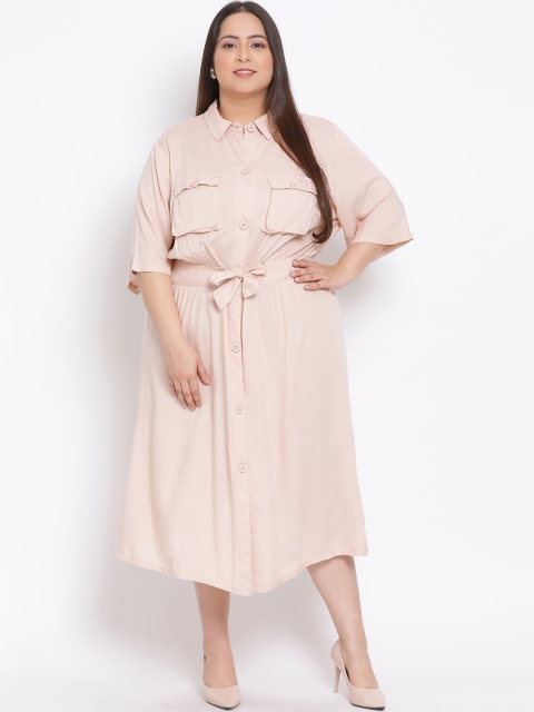 

Oxolloxo Beige Crepe Shirt Midi Dress