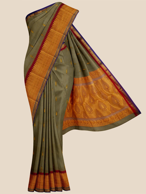 

Kalamandir Green Woven Design Zari Silk Blend Venkatgiri Saree