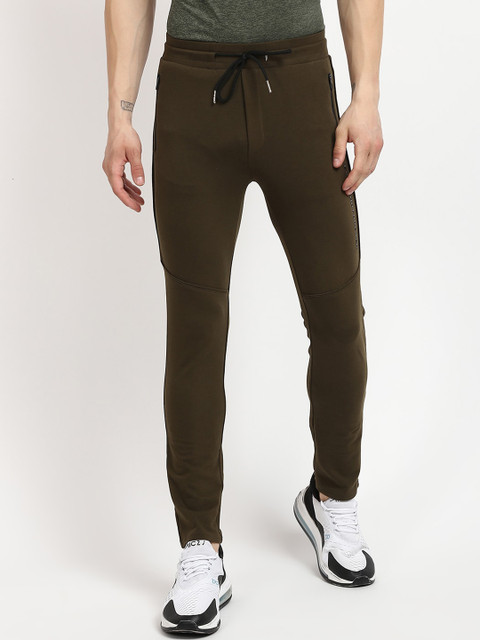 

V2 Value & Variety Men Olive Green Solid Cotton Track Pants