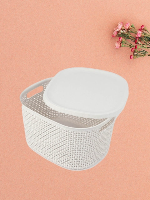 

YOYOSO White Set Of 3 Desktop Storage Basket