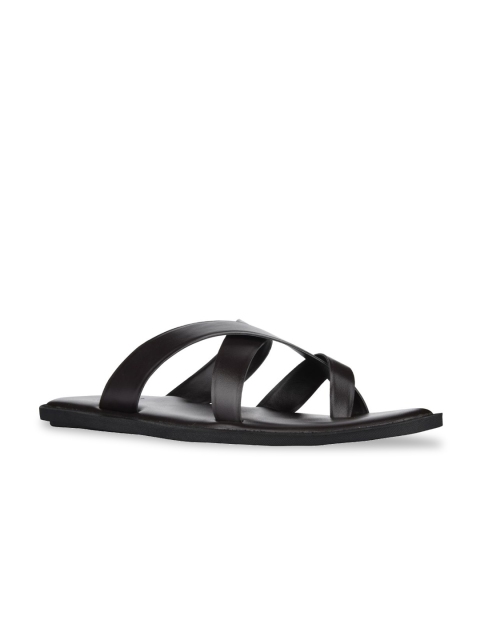 SKO Men Brown Ethnic Leather Comfort Sandals