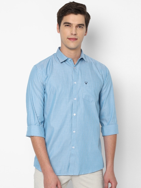 

Allen Solly Men Blue Slim Fit Vertical Striped Pure Cotton Casual Shirt