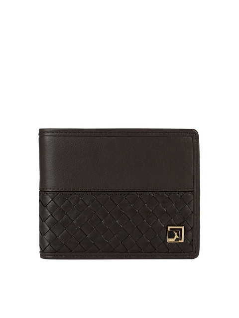 

Da Milano Men Brown Textured Leather Two Fold Wallet
