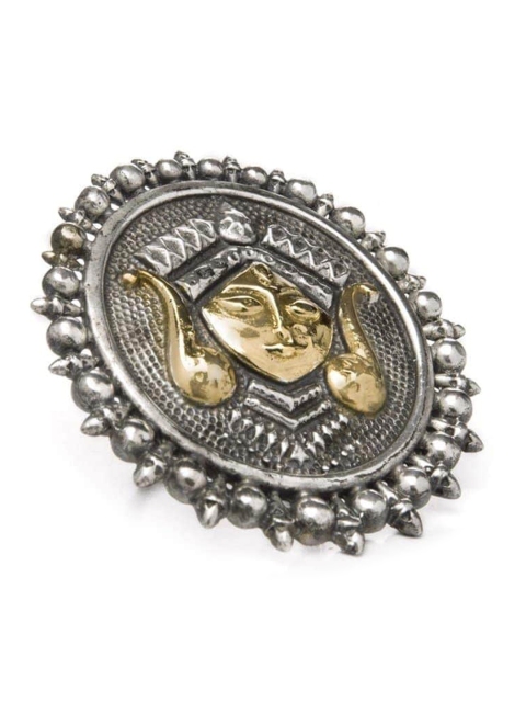 

Rubans Oxidized Silver-Plated Handcrafted Divine Durga Cocktail Finger Ring