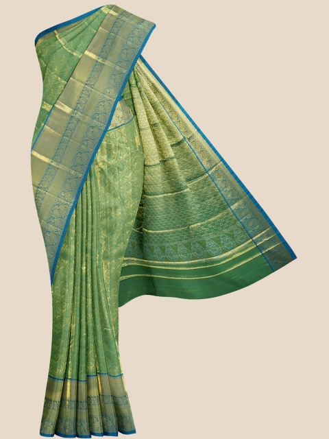 

Kalamandir Green & Blue Woven Design Silk Blend Kanjeevaram Saree