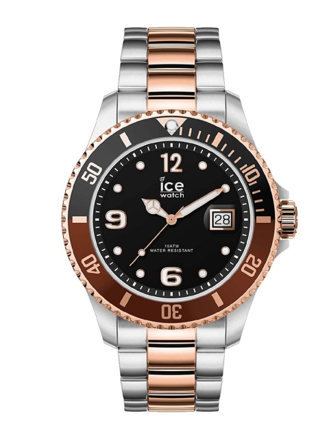 Ice Unisex Black Dial & Silver Toned Stainless Steel Straps Analogue Watch 16546