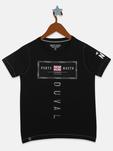 

Monte Carlo Boys Black Typography Printed Cotton T-shirt