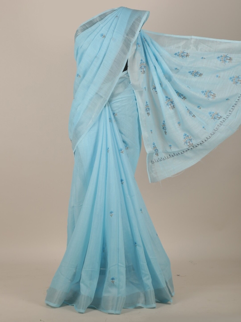 

Pothys Blue Ethnic Motifs Zari Cotton Blend Saree