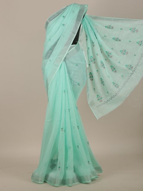 

Pothys Sea Green Floral Embroidered Saree