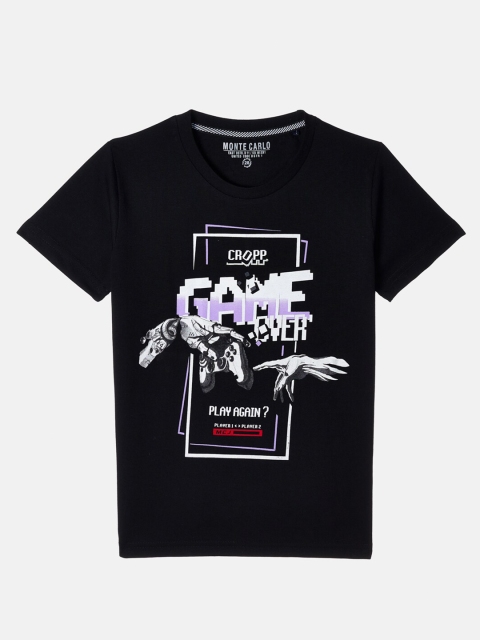 

Monte Carlo Boys Black & White Graphic Printed Cotton T-shirt