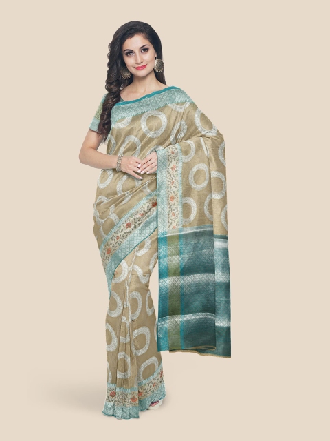 

KLM Fashion Mall Cream Ethnic Motifs Zari Chanderi Saree