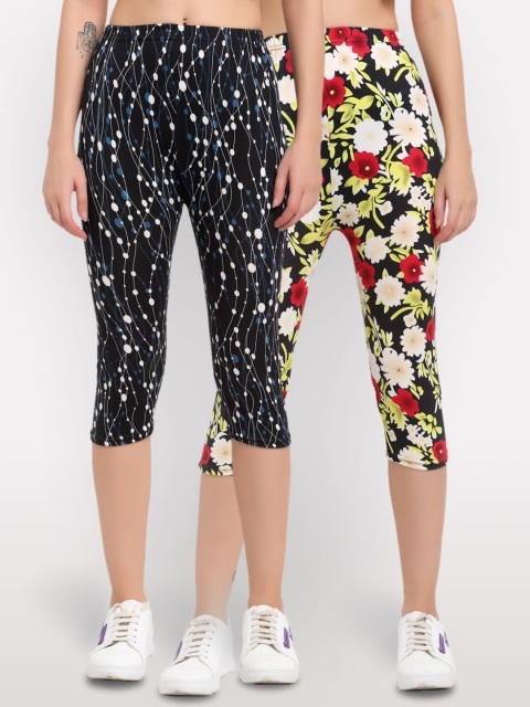 

NEUDIS Pack of 2 Women Multi Printed Skinny Fit Capris