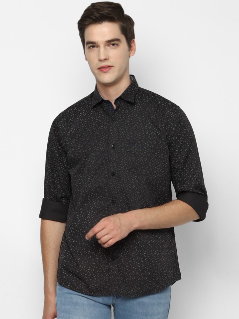 

Allen Solly Plus Size Men Black Slim Fit Printed Cotton Casual Shirt