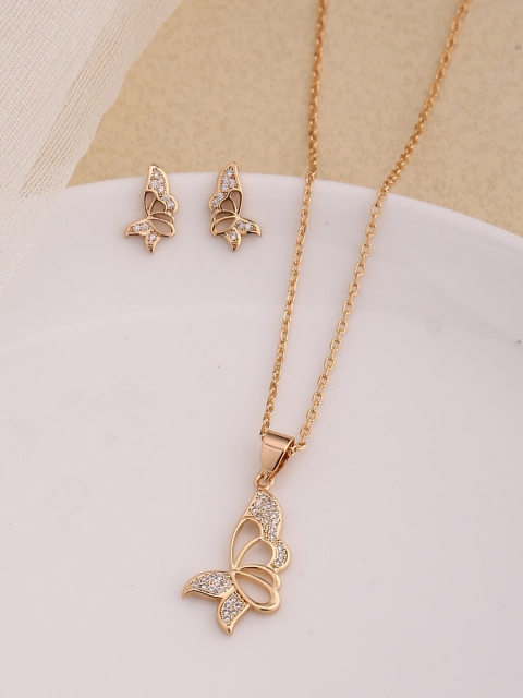 

Shoshaa Gold-Plated White Stone-Studded Handcrafted Jewellery Set
