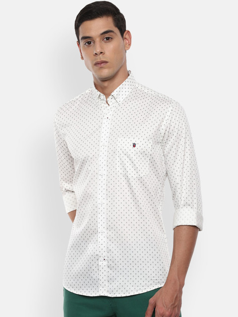 

Louis Philippe Sport Men White & Black Slim Fit Opaque Printed Pure Cotton Casual Shirt