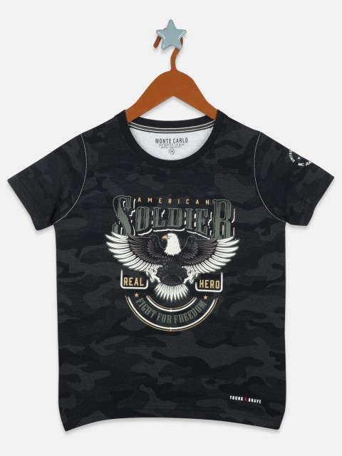 

Monte Carlo Boys Navy Blue Graphic Printed Round Neck T shirt