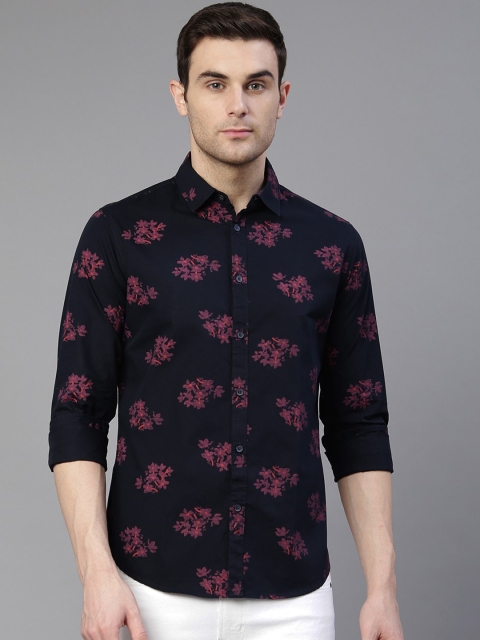 

Dennis Lingo Men Navy Blue Slim Fit Floral Printed Casual Shirt