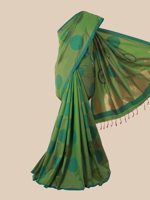 

Pothys Green Jute Silk Saree