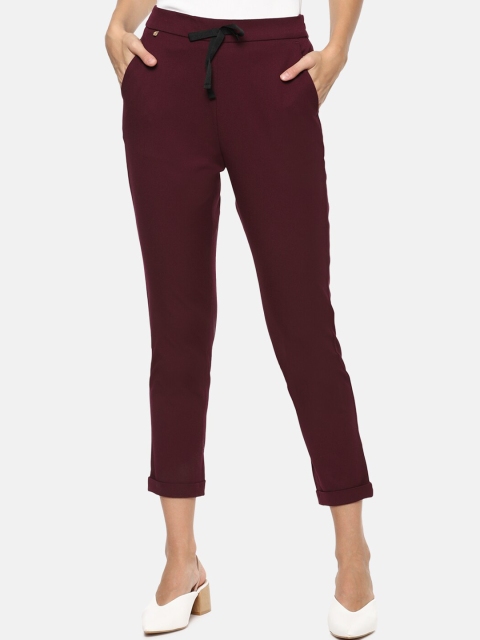 

Van Heusen Woman Women Maroon Slim Fit Cropped Regular Trousers