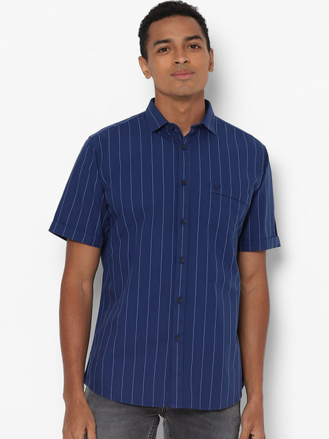 

Allen Solly Men Blue Slim Fit Striped Cotton Casual Shirt